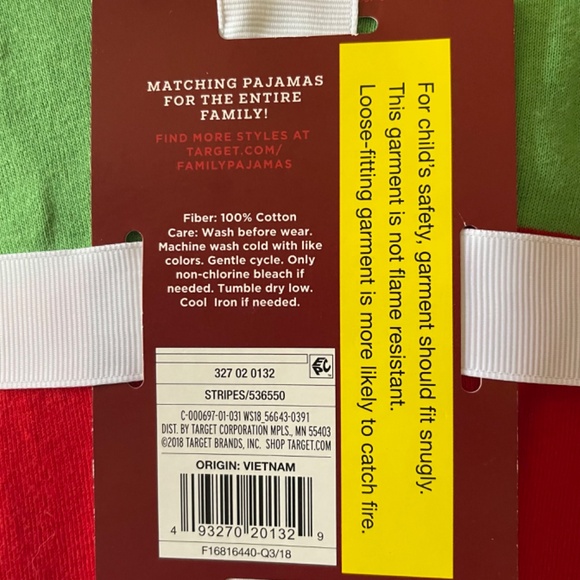 Wondershop Family Pajamas Rugby Stripe 2 piece Pajama Set Christmas - Picture 3 of 4